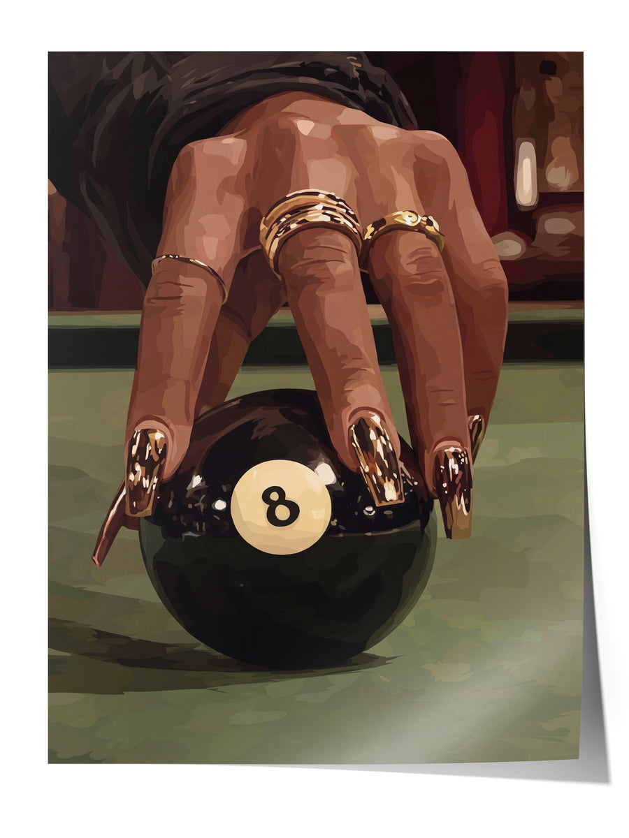 Bilardo Topu ve El Detayı Çerçevesiz Poster