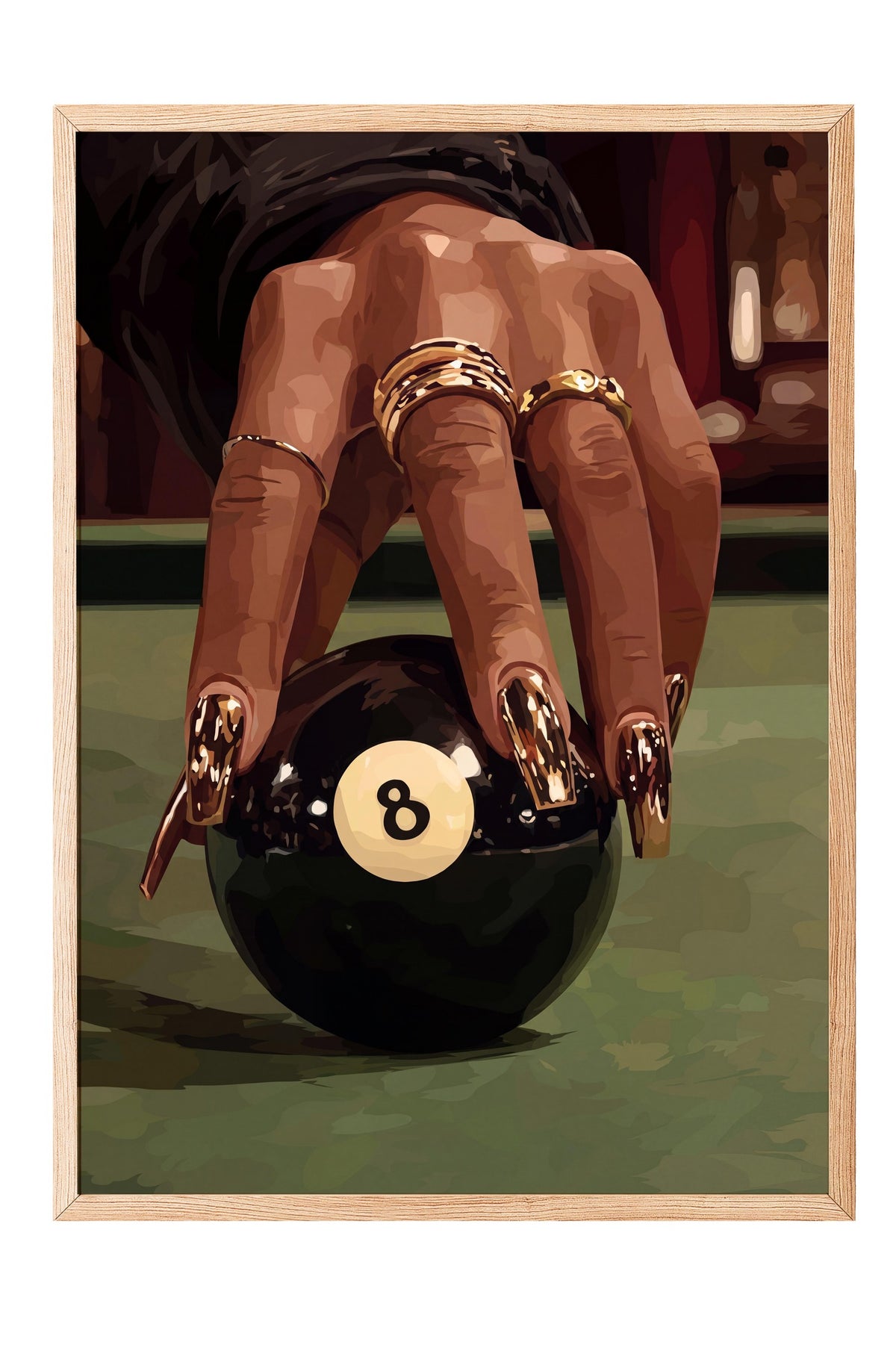 Bilardo Topu ve El Detayı Poster – Ahşap Çerçeveli Tablo