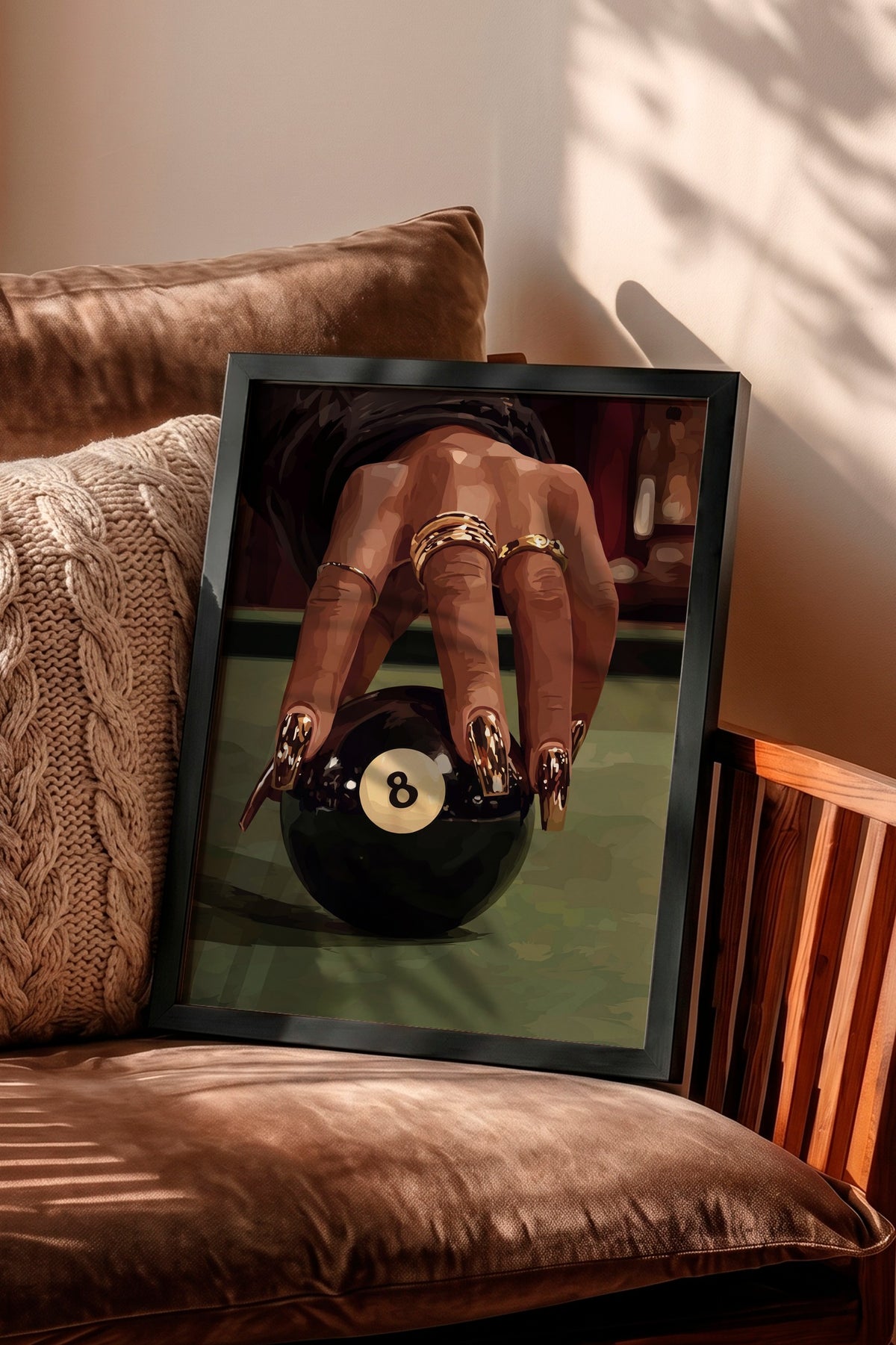 Bilardo Topu ve El Detayı Poster – Siyah Çerçeveli Tablo