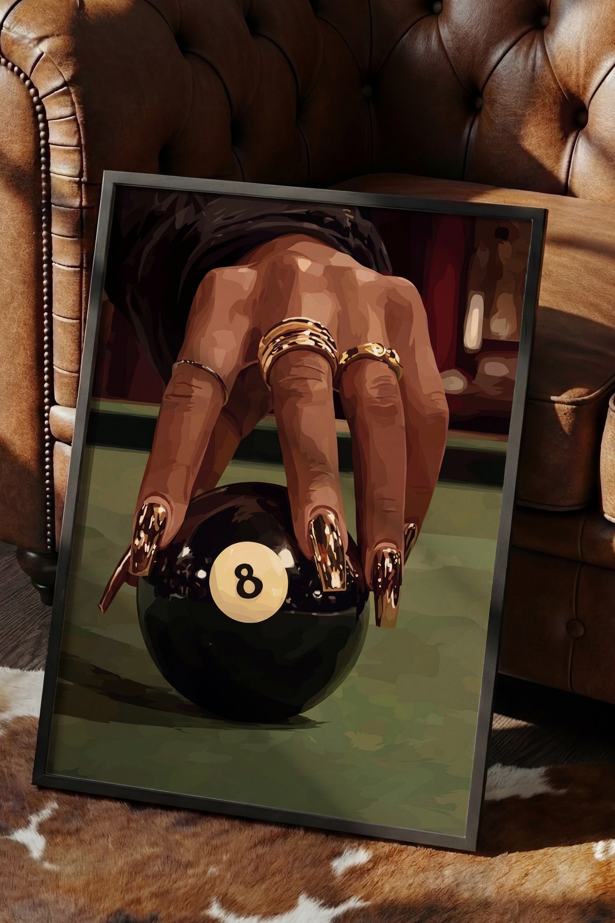 Bilardo Topu ve El Detayı Poster – Siyah Çerçeveli Tablo