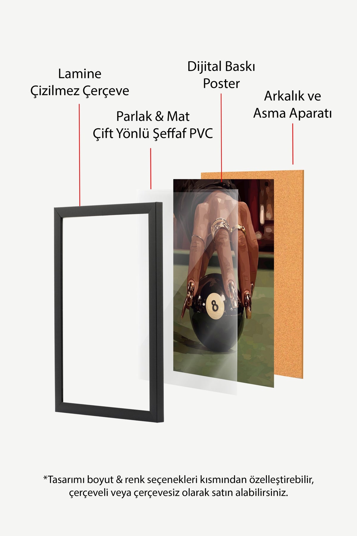 Bilardo Topu ve El Detayı Poster – Siyah Çerçeveli Tablo