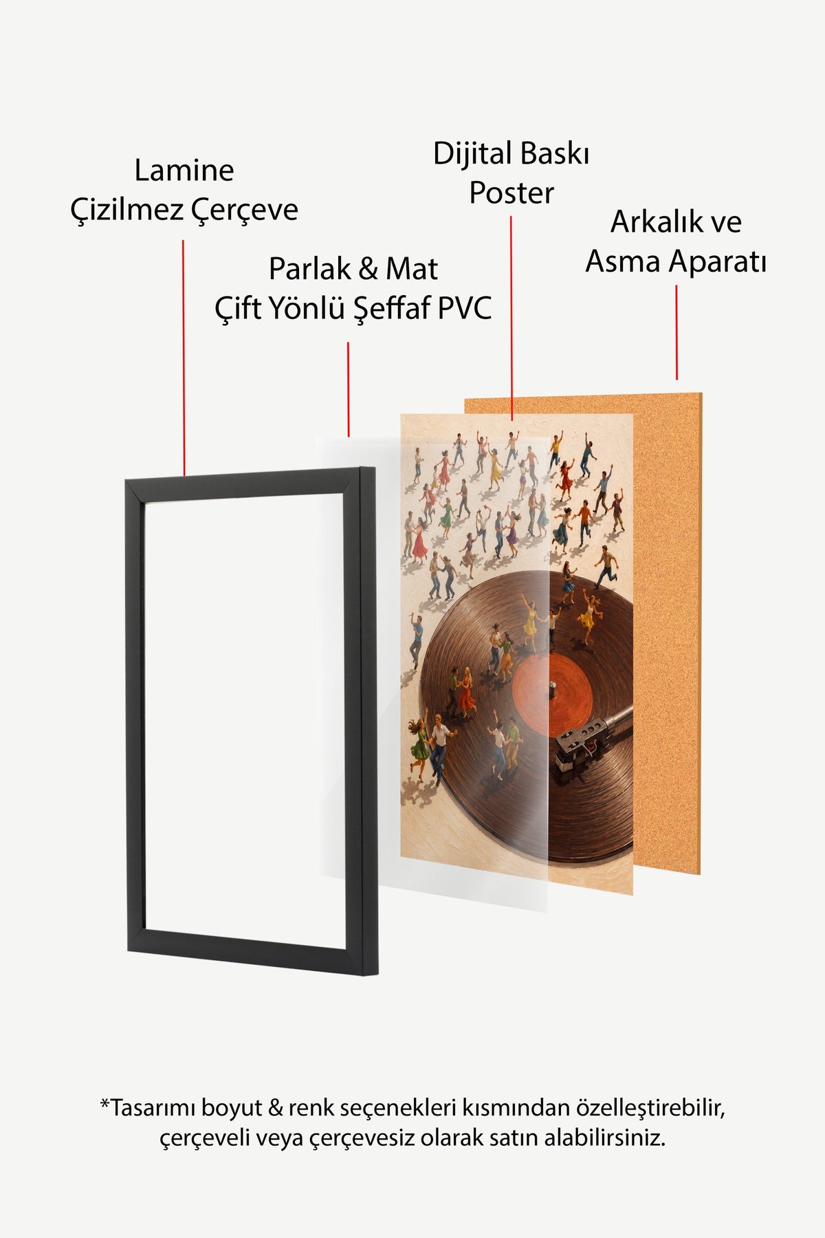 Dans Eden İnsanlar ve Plak Poster – Siyah Çerçeveli Tablo