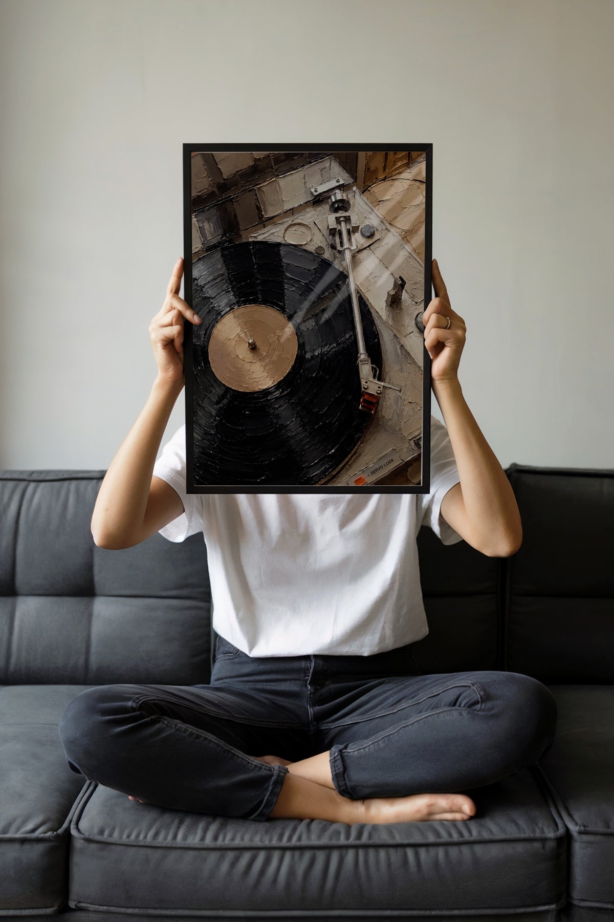 Yağlı Boya Pikap ve Plak Poster – Siyah Çerçeveli Tablo