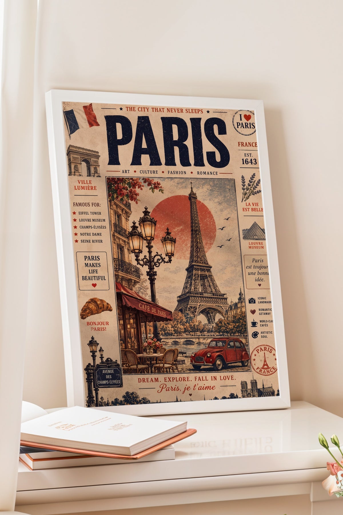 Paris, je t'aime Poster – Beyaz Çerçeveli Tablo