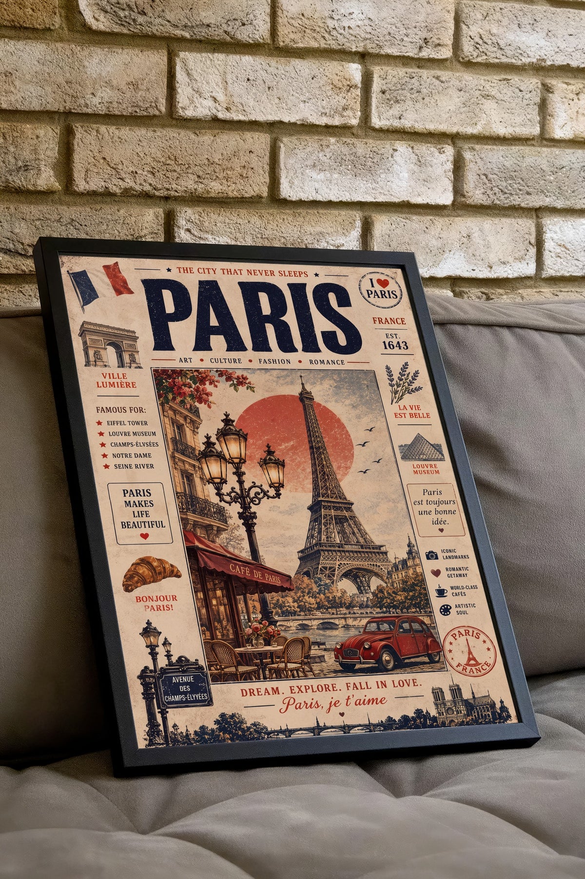 Paris, je t'aime Poster – Siyah Çerçeveli Tablo