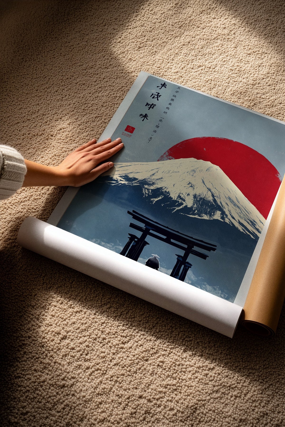 Torii Kapısı ve Fuji Dağı Manzarası Çerçevesiz Poster