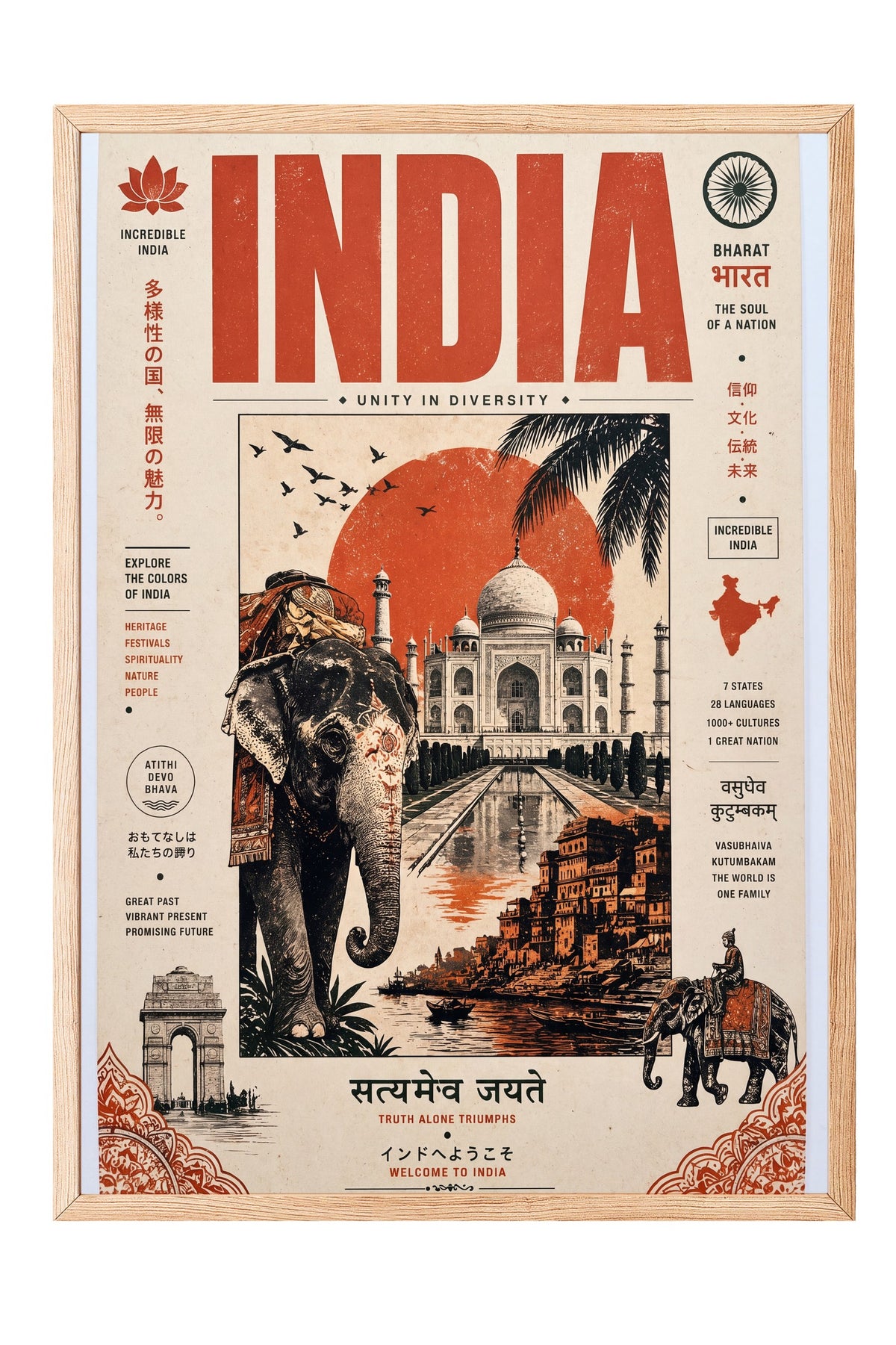 INCRIDIBLE INDIA Poster – Ahşap Çerçeveli Tablo