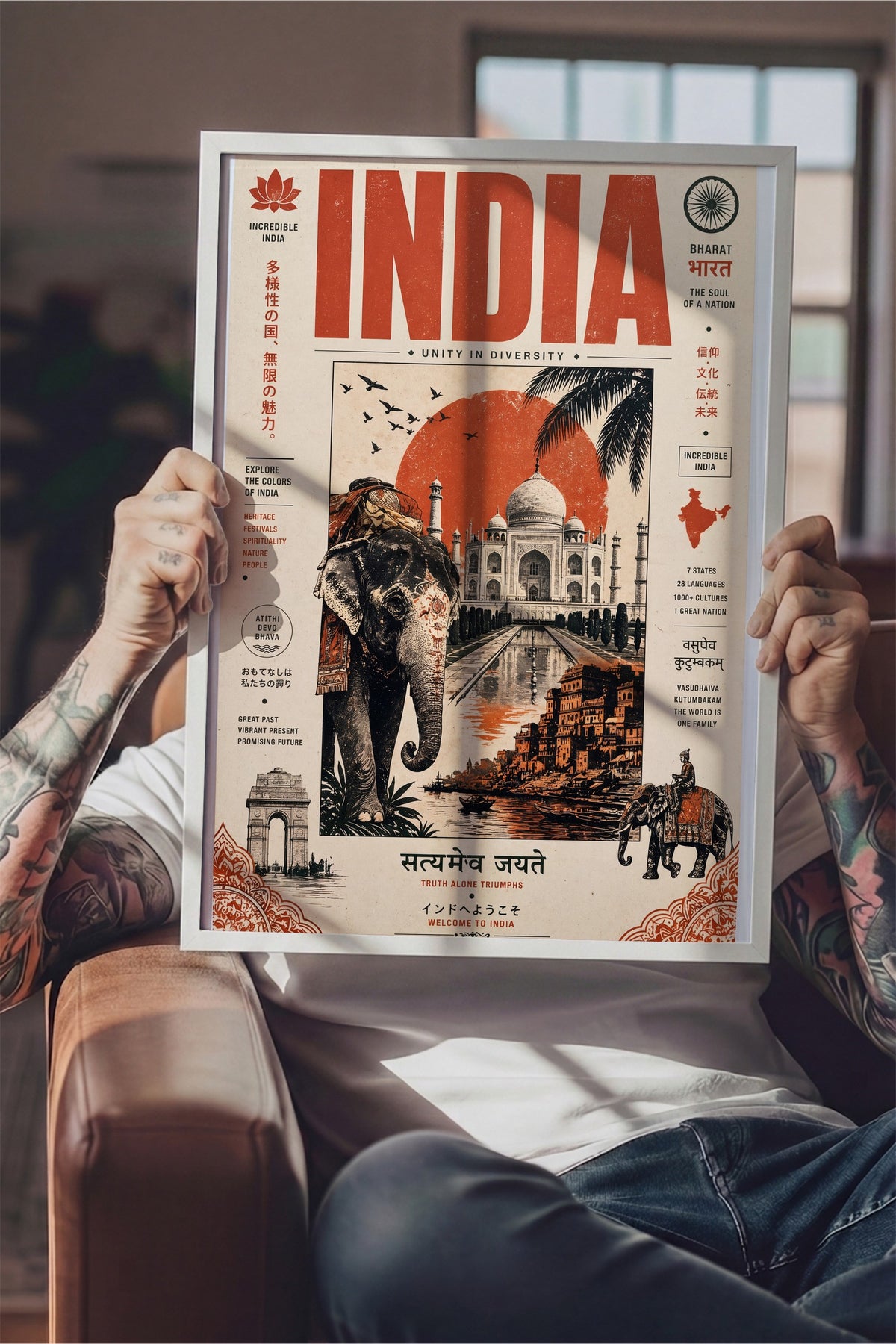 INCRIDIBLE INDIA Poster – Beyaz Çerçeveli Tablo