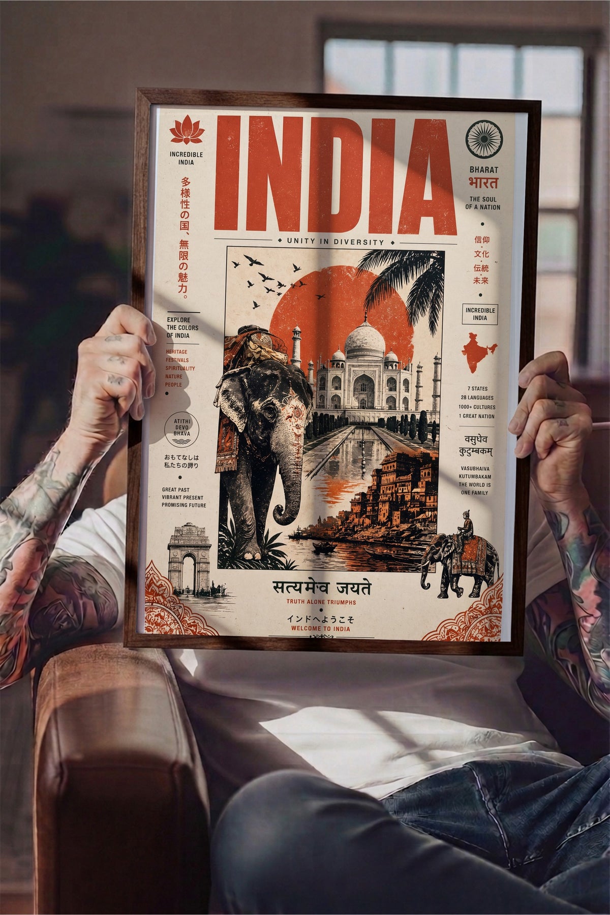 INCRIDIBLE INDIA Poster – Kahverengi Çerçeveli Tablo