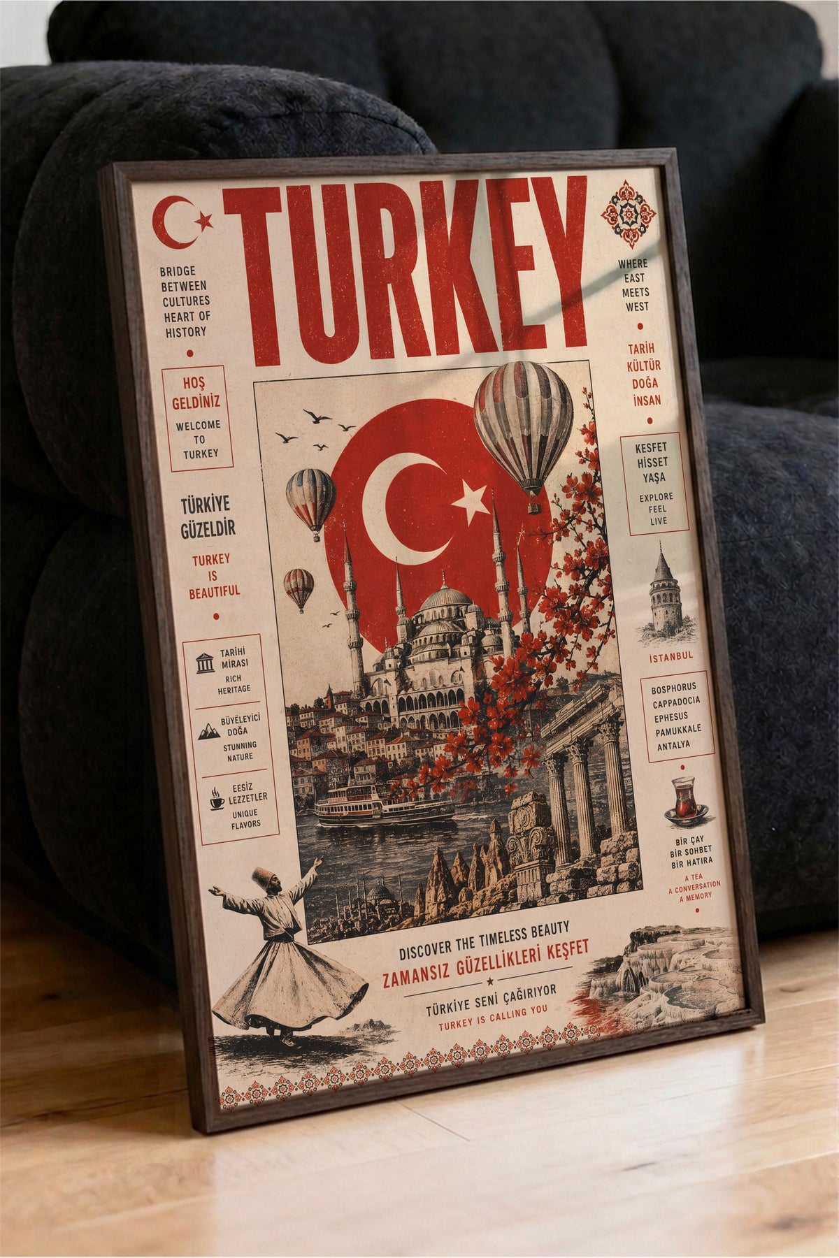 Zamansız Güzellikleri Keşfet Poster – Kahverengi Çerçeveli Tablo