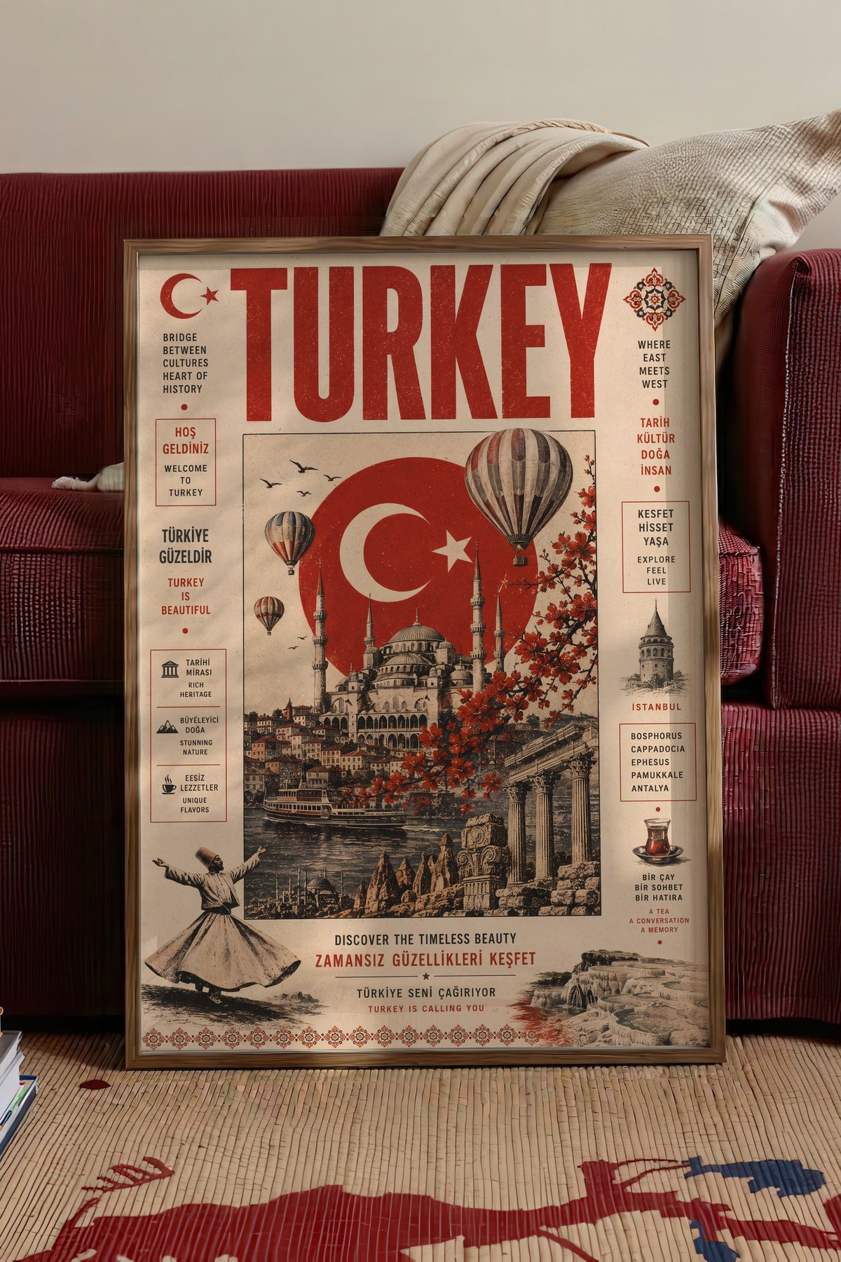 Zamansız Güzellikleri Keşfet Poster – Kahverengi Çerçeveli Tablo