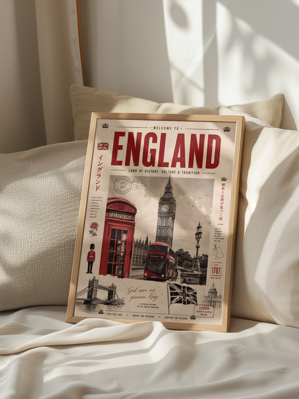 Welcome to England Poster – Ahşap Çerçeveli Tablo