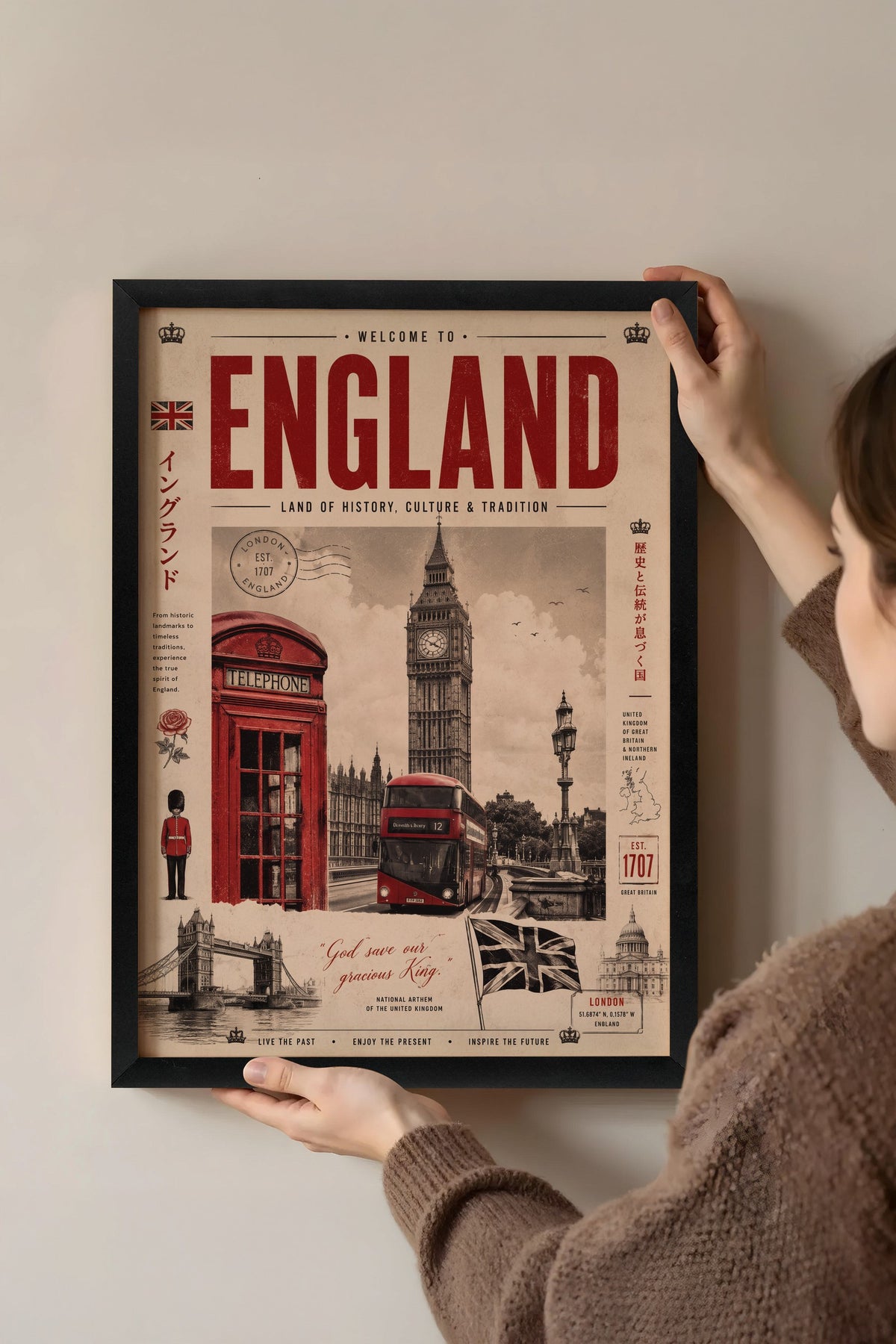 Welcome to England Poster – Siyah Çerçeveli Tablo