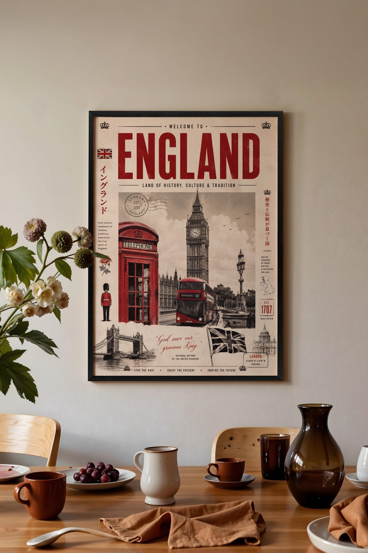 Welcome to England Poster – Siyah Çerçeveli Tablo
