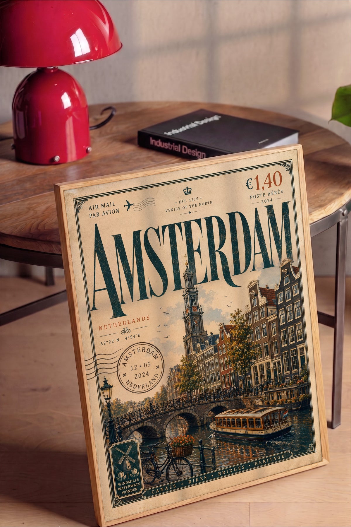 Amsterdam Poster – Ahşap Çerçeveli Tablo