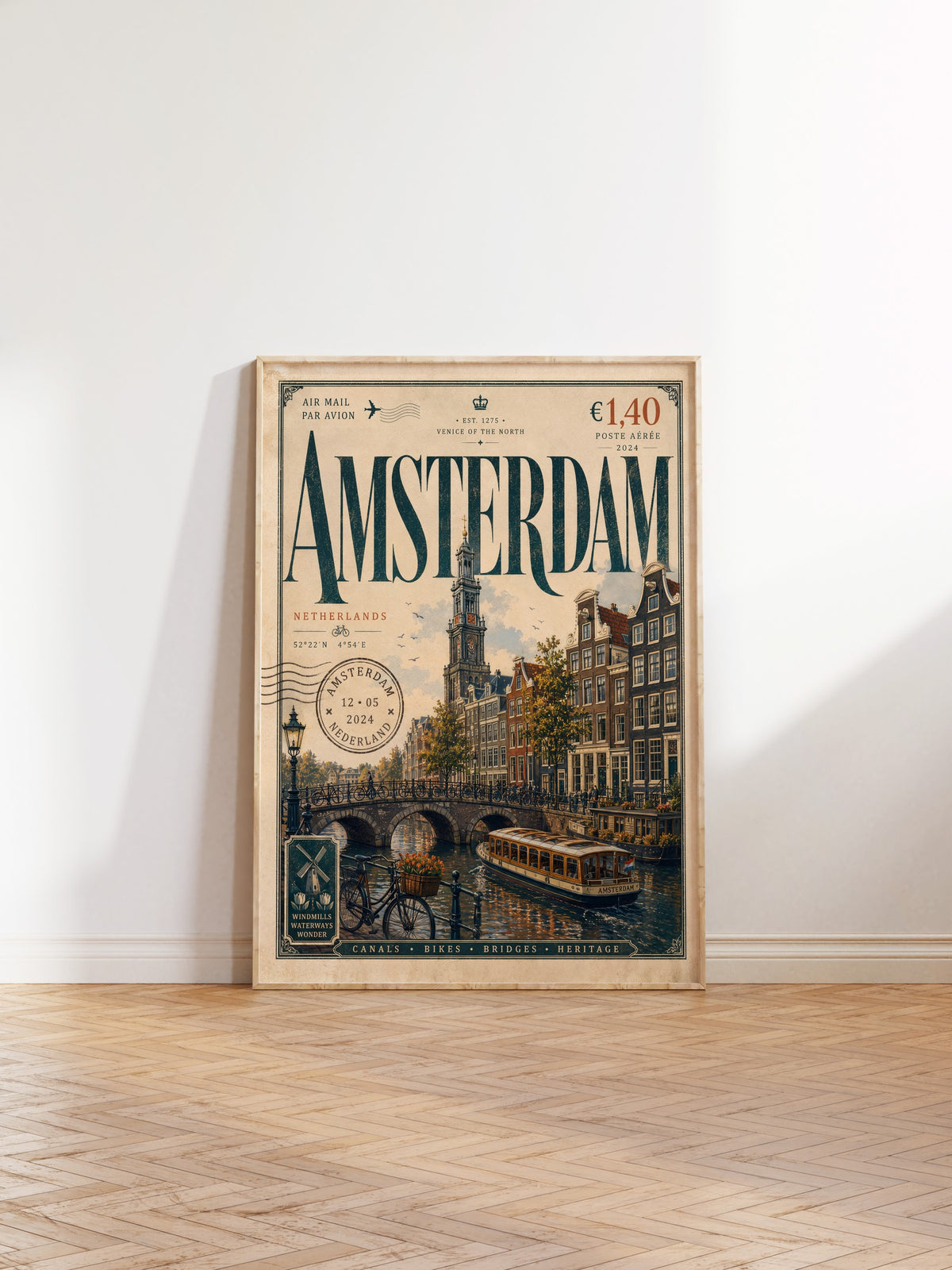 Amsterdam Poster – Ahşap Çerçeveli Tablo