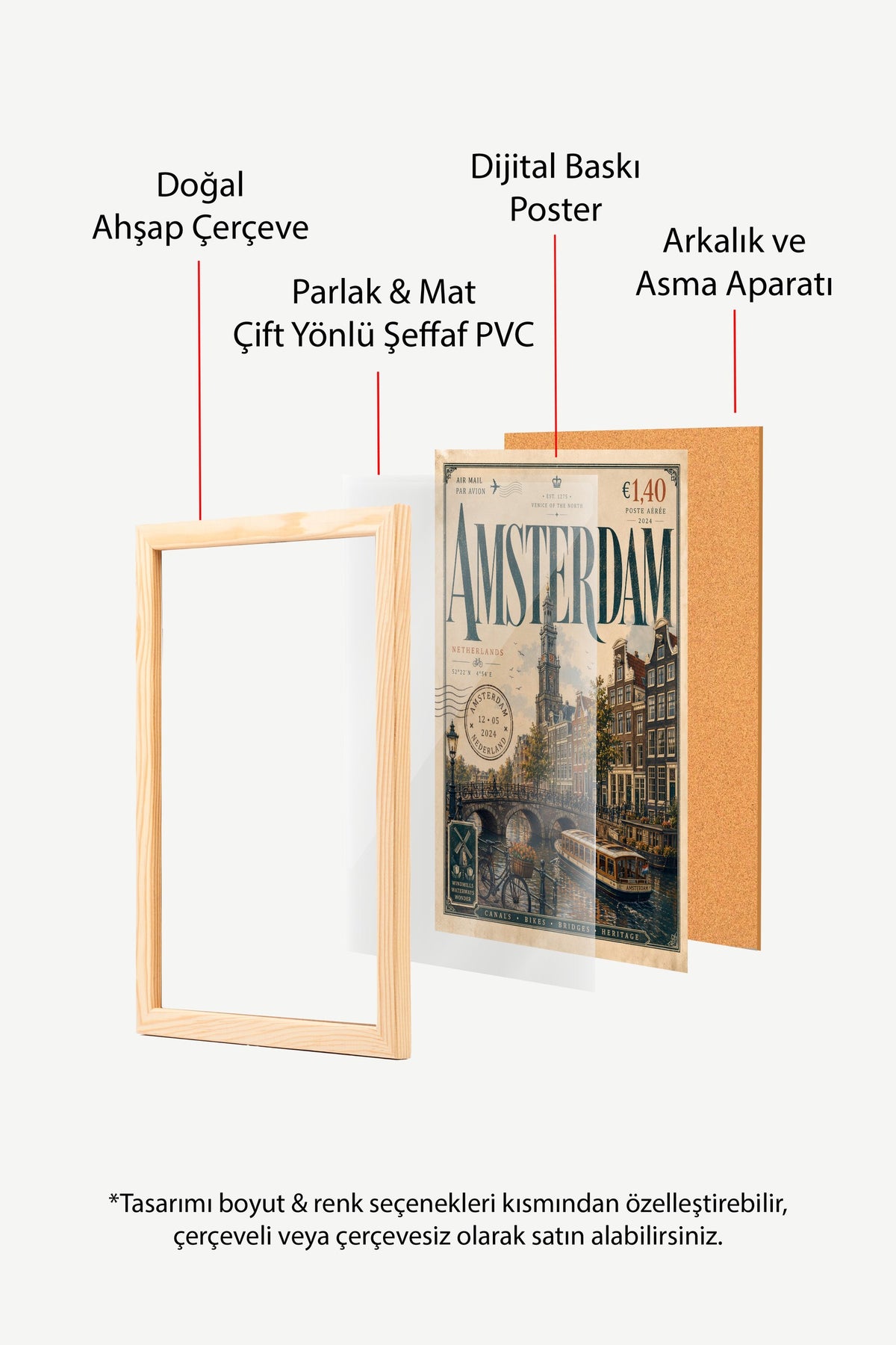 Amsterdam Poster – Ahşap Çerçeveli Tablo