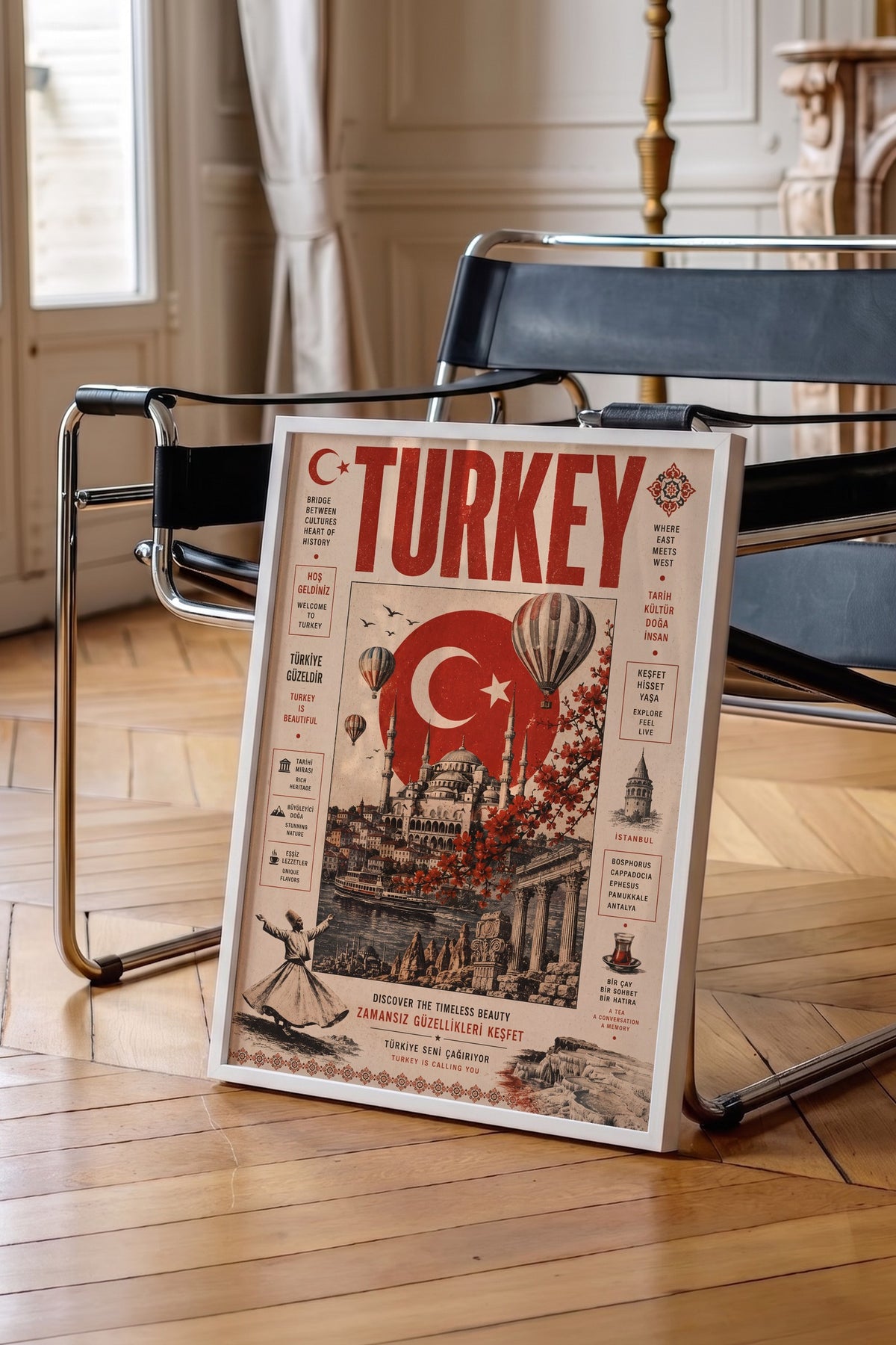 TURKEY Poster – Beyaz Çerçeveli Tablo