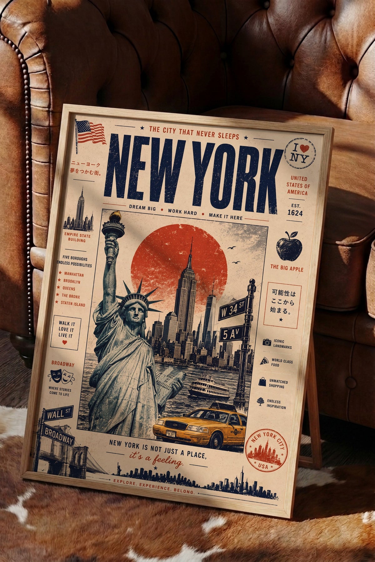 NEW YORK Poster – Ahşap Çerçeveli Tablo