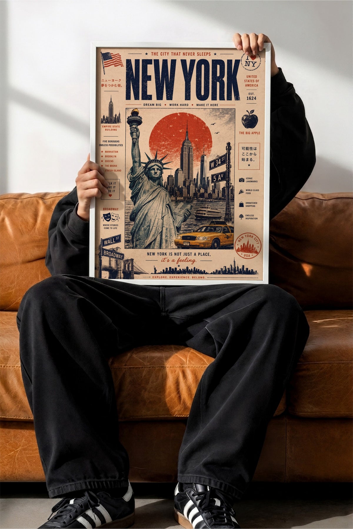 NEW YORK Poster – Beyaz Çerçeveli Tablo
