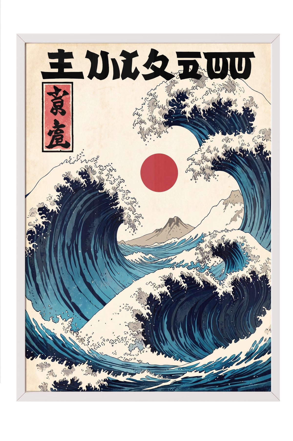 Japon Dalga Sanatı Poster – Beyaz Çerçeveli Tablo