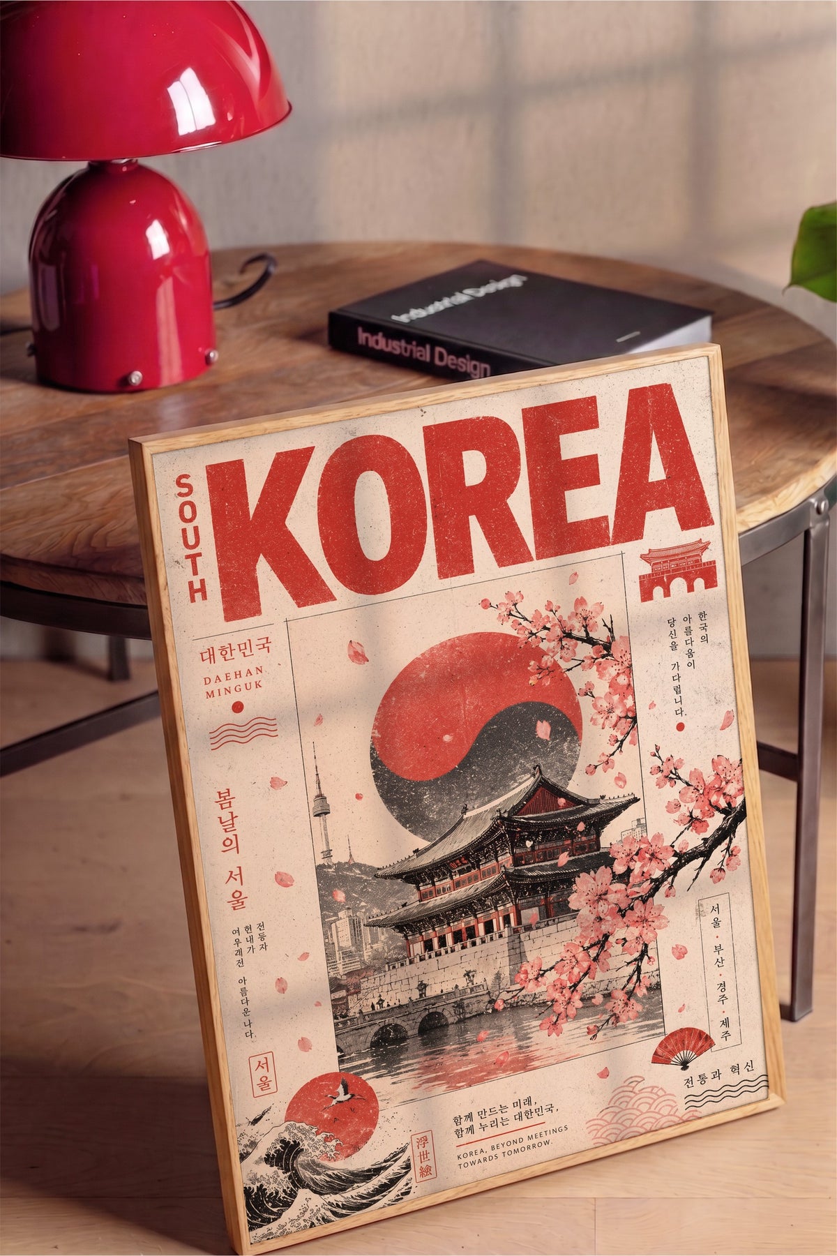 Geleneksel Kore Manzarası Poster – Ahşap Çerçeveli Tablo