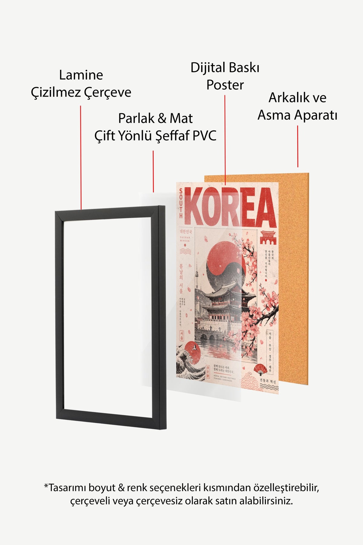 Geleneksel Kore Manzarası Poster – Siyah Çerçeveli Tablo