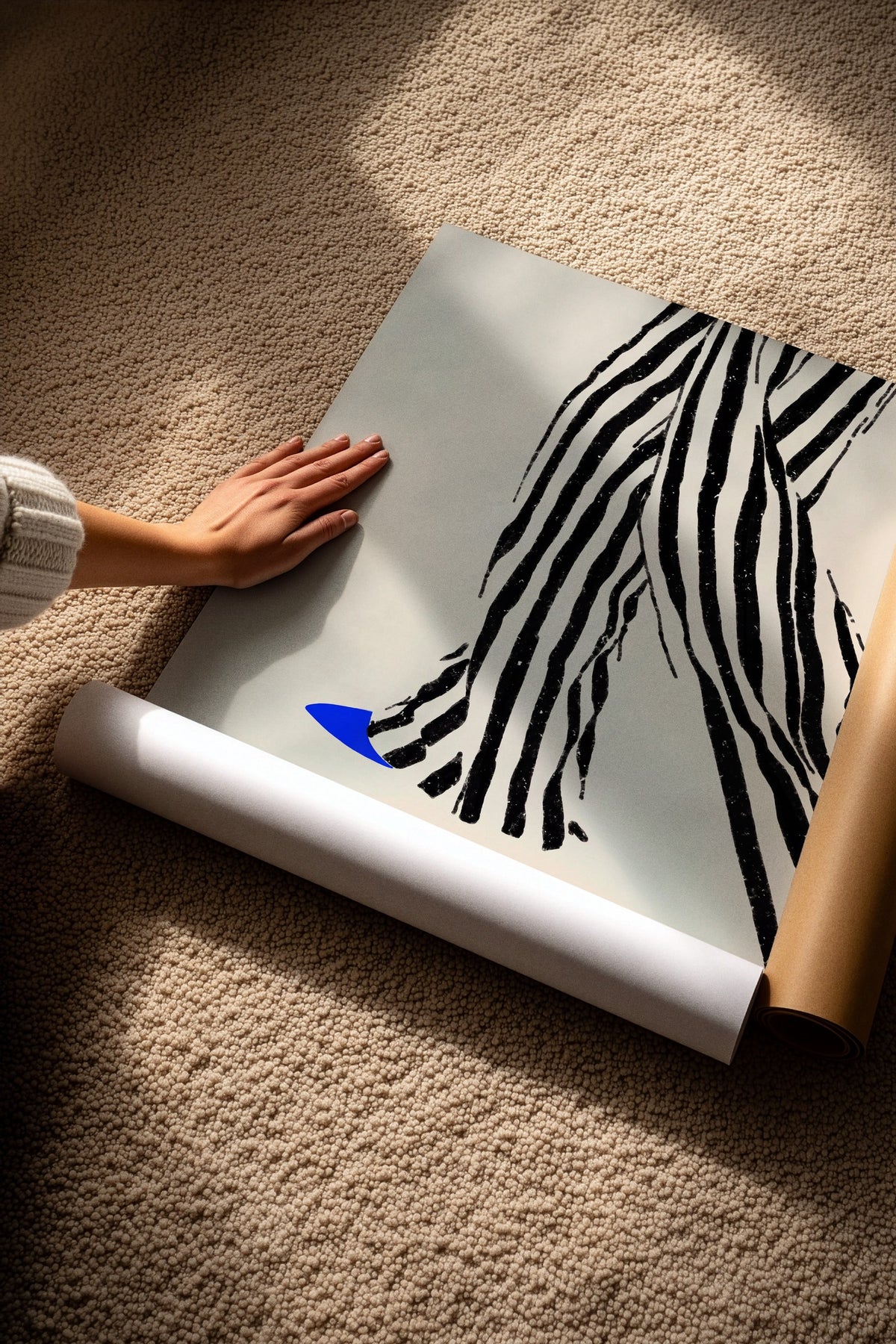 Zebra Desenli Soyut Çizim Çerçevesiz Poster