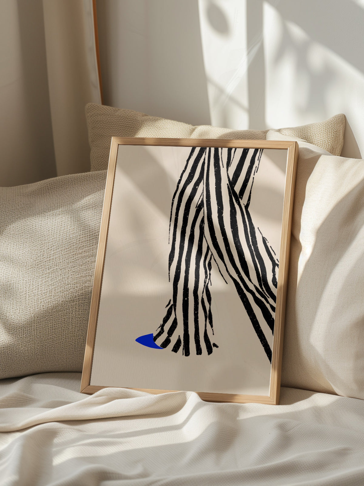 Zebra Desenli Soyut Çizim Poster – Ahşap Çerçeveli Tablo
