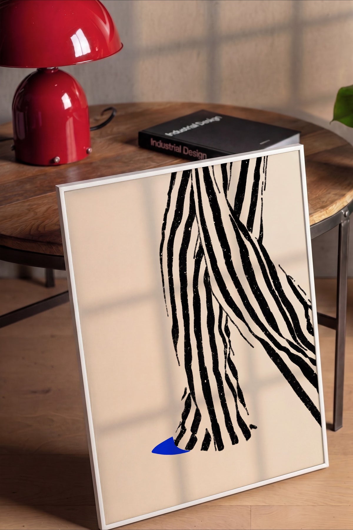 Zebra Desenli Soyut Çizim Poster – Beyaz Çerçeveli Tablo
