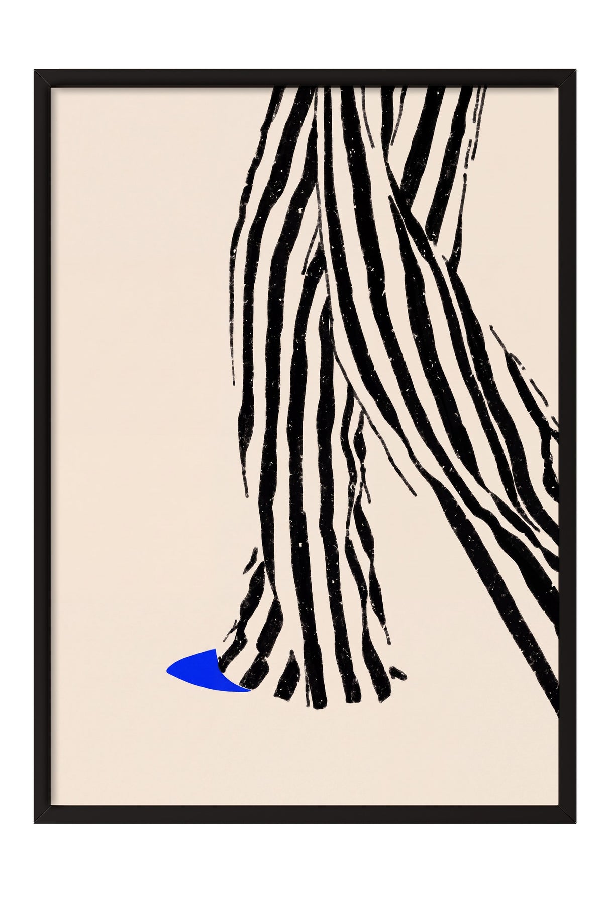 Zebra Desenli Soyut Çizim Poster – Siyah Çerçeveli Tablo
