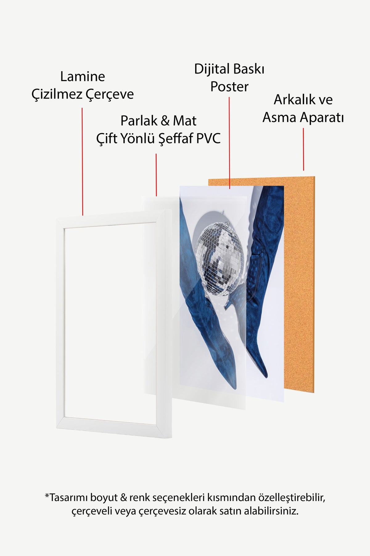 Disko Topu ve Çizme Kompozisyonu Poster – Beyaz Çerçeveli Tablo