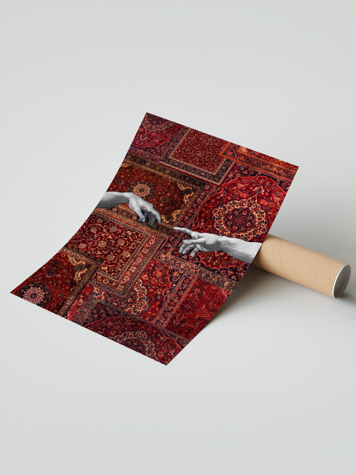 Halı Deseni Üzerinde Tanrı ve Adem Çerçevesiz Poster