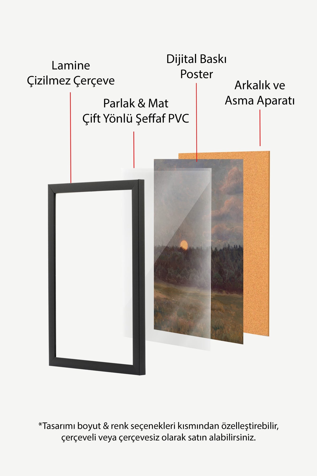 Günbatımında Orman Manzarası Poster – Siyah Çerçeveli Tablo