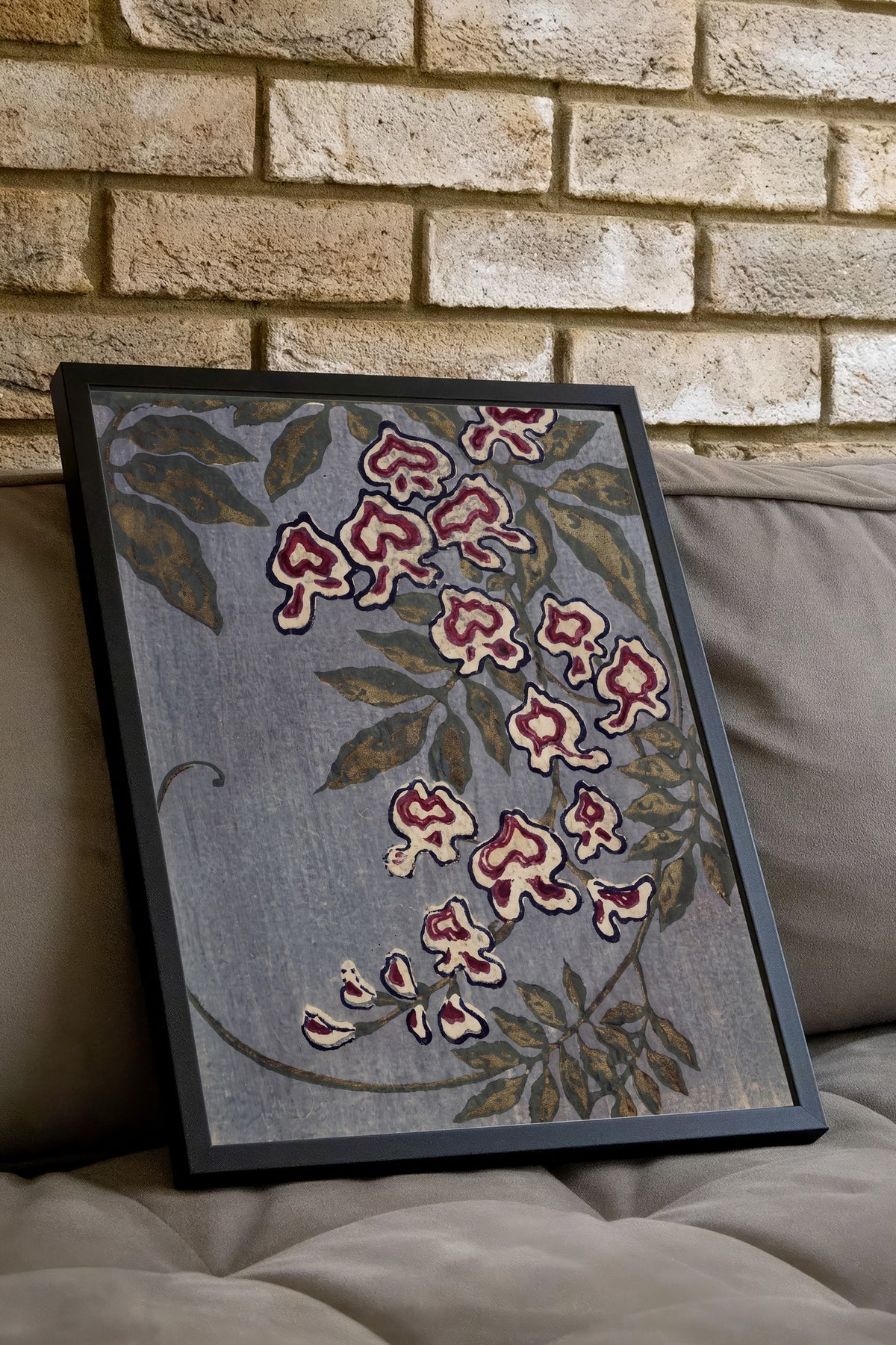 Sarmaşık Desenli Çiçek Poster – Siyah Çerçeveli Tablo