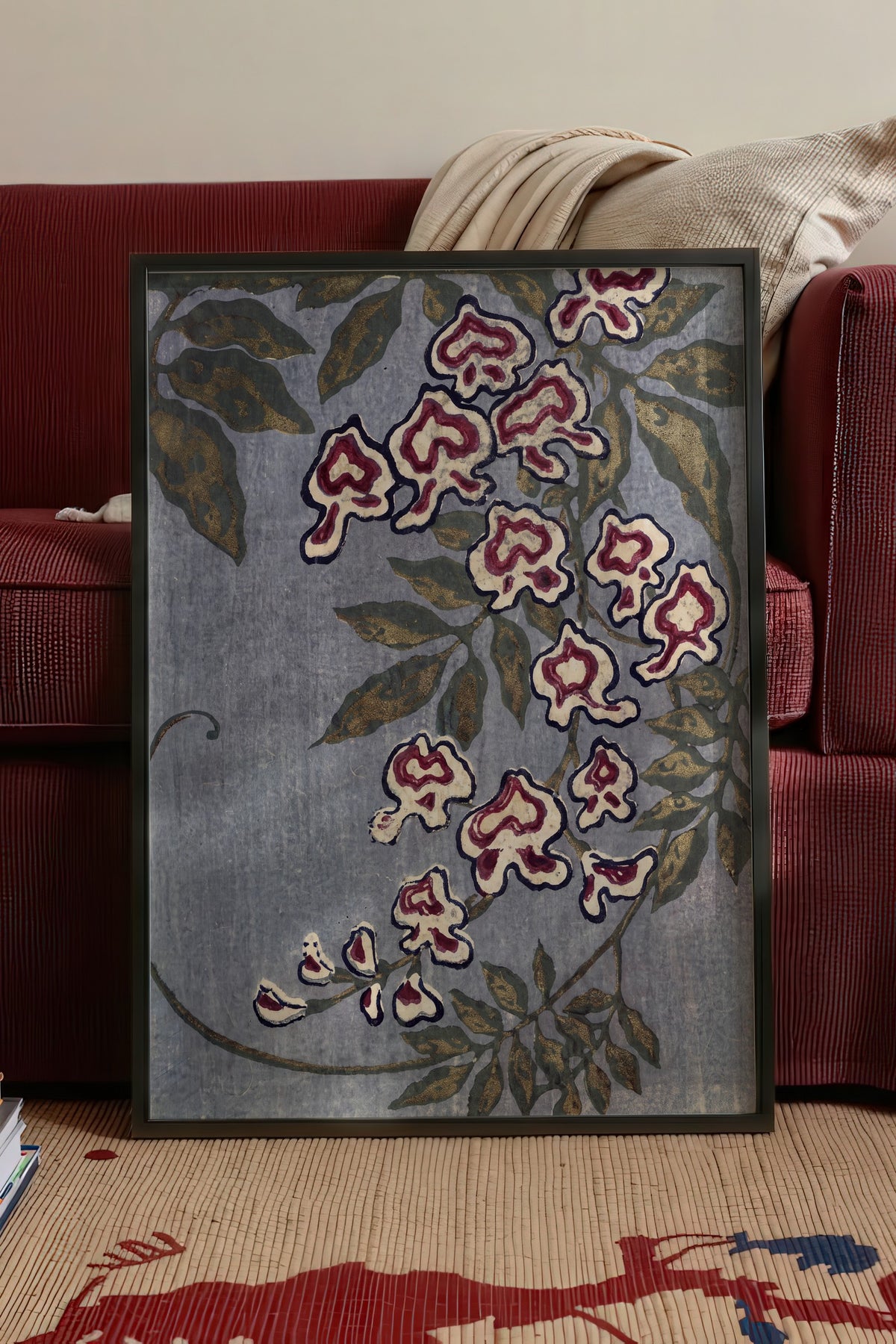 Sarmaşık Desenli Çiçek Poster – Siyah Çerçeveli Tablo