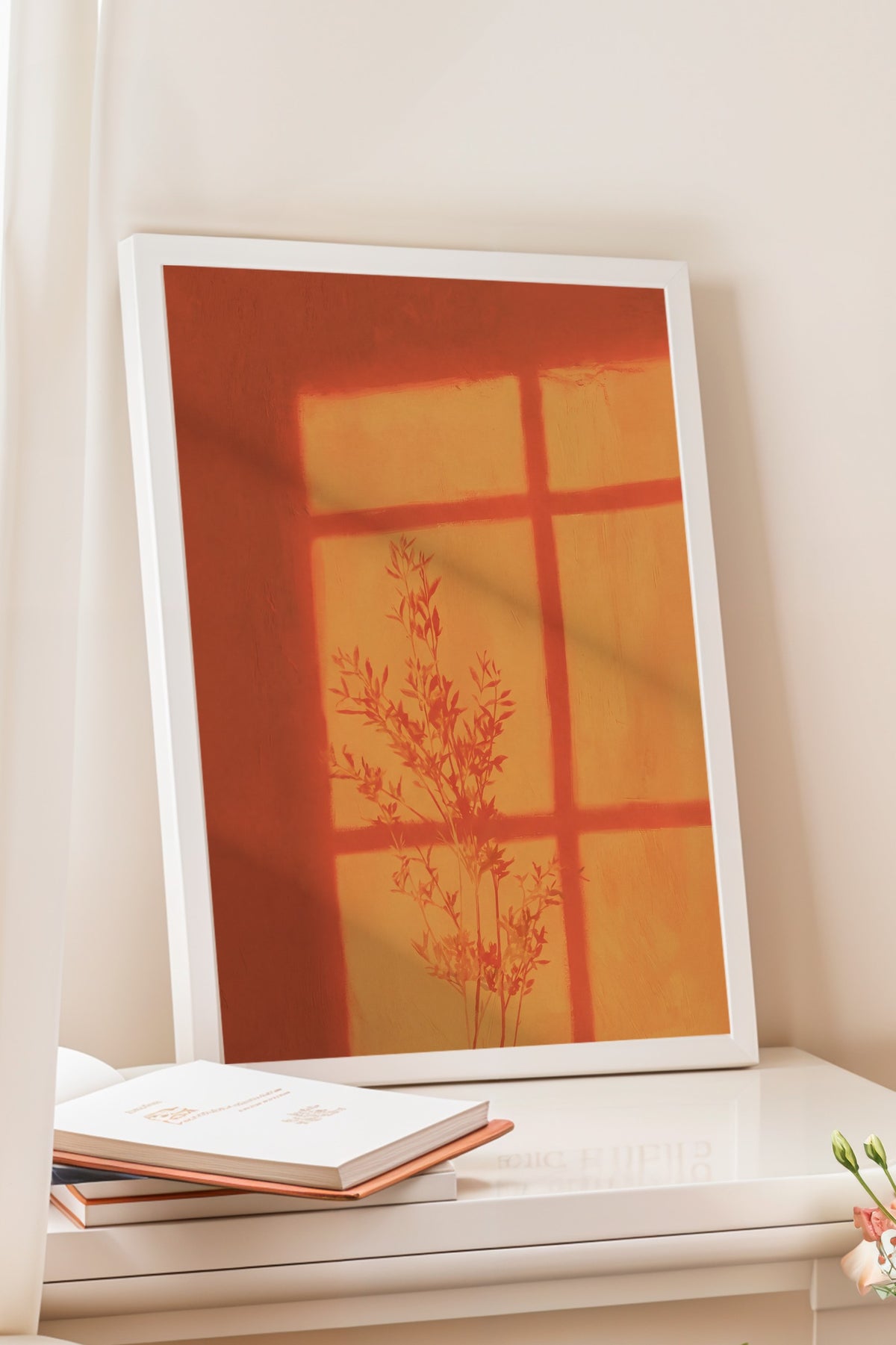 Gölge ve Pencere Yansıması Poster – Beyaz Çerçeveli Tablo