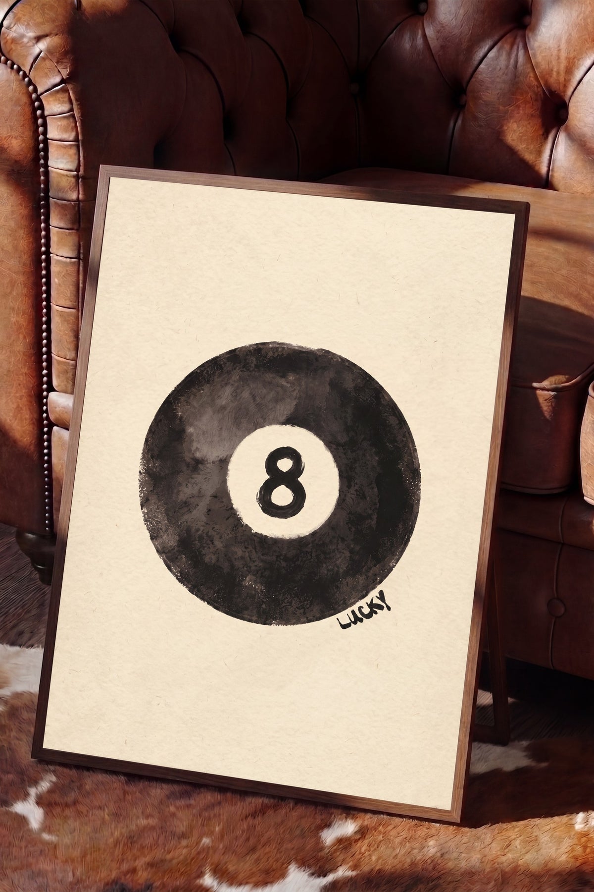8 Lucky Poster – Kahverengi Çerçeveli Tablo