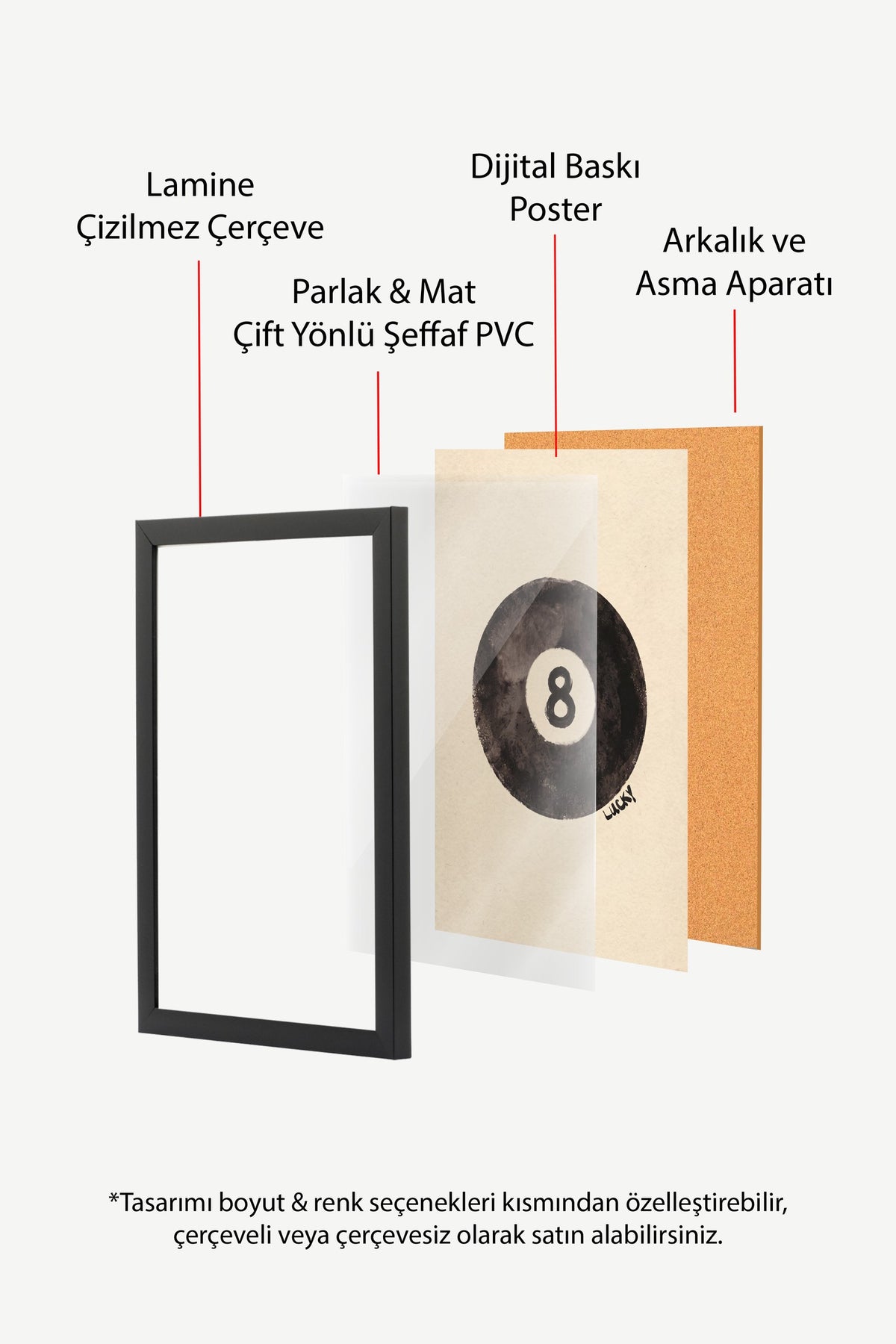 8 Lucky Poster – Siyah Çerçeveli Tablo
