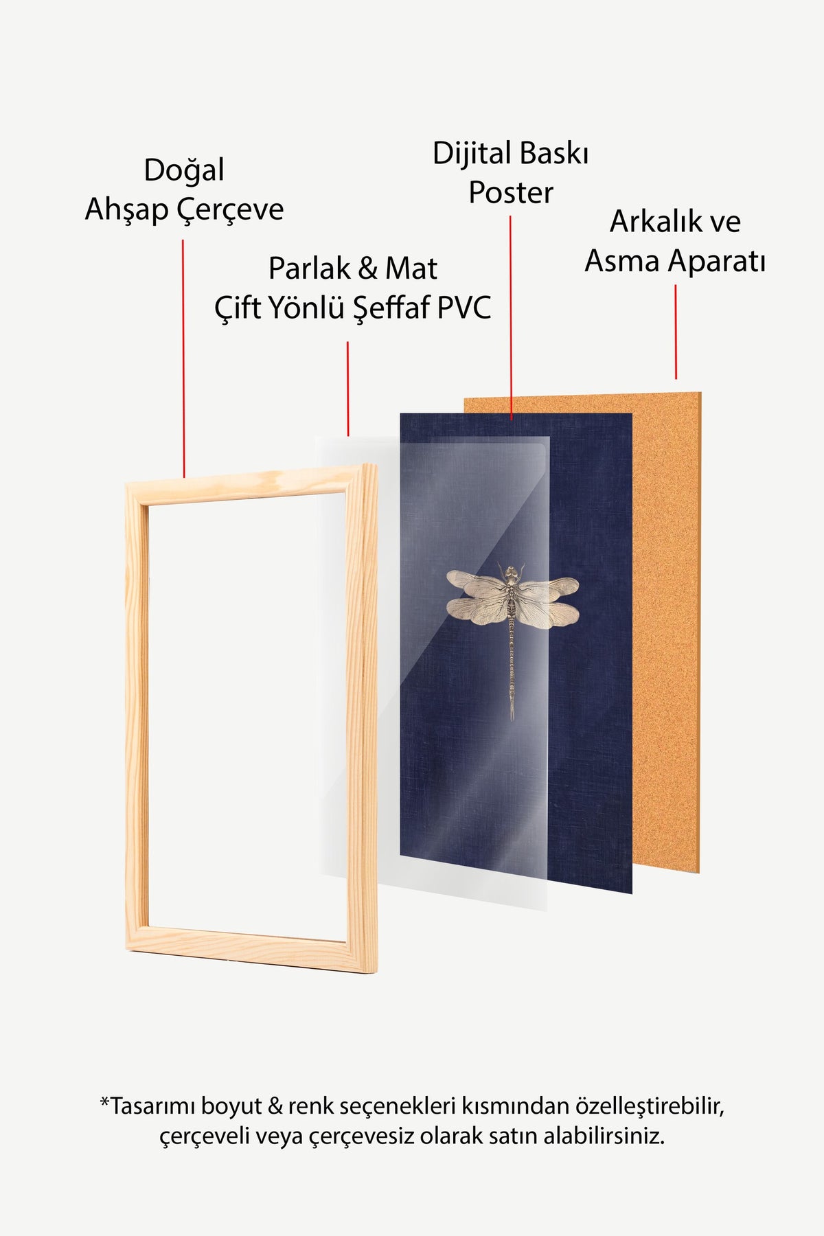 Mavi Üzerinde Yusufçuk Poster – Ahşap Çerçeveli Tablo
