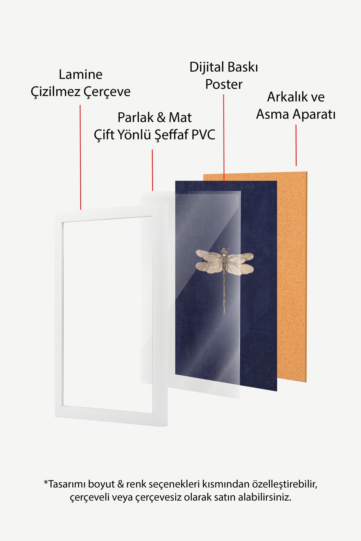 Mavi Üzerinde Yusufçuk Poster – Beyaz Çerçeveli Tablo