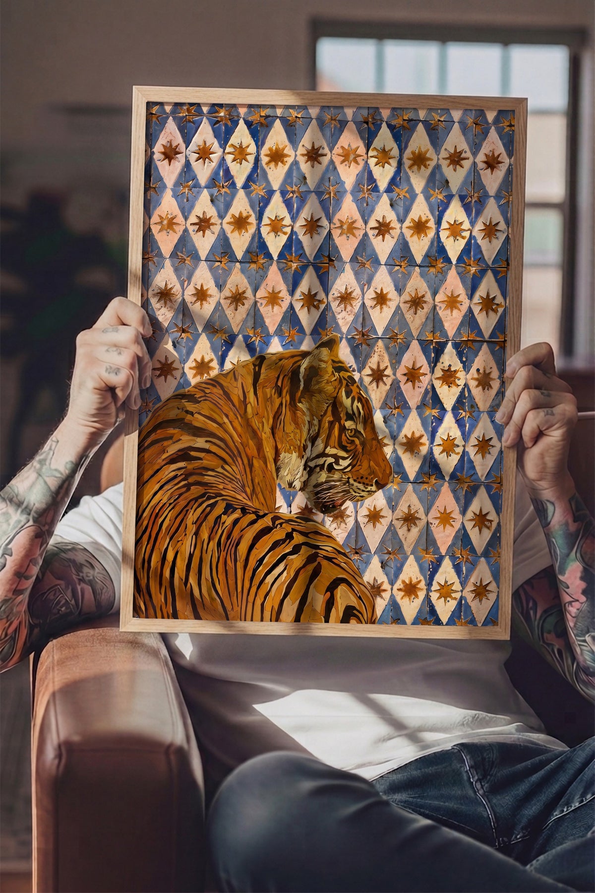 Mozaik Kaplan Deseni Poster – Ahşap Çerçeveli Tablo