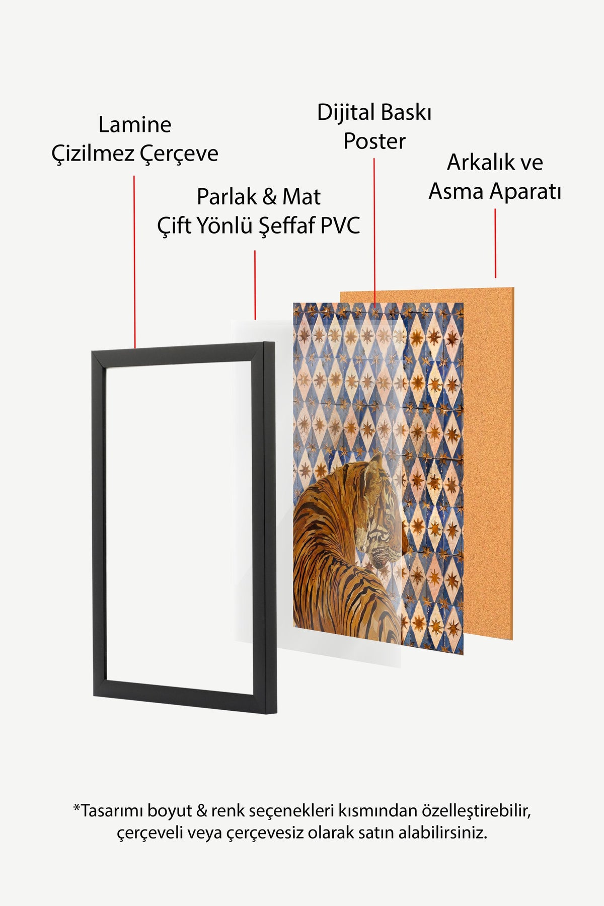 Mozaik Kaplan Deseni Poster – Siyah Çerçeveli Tablo