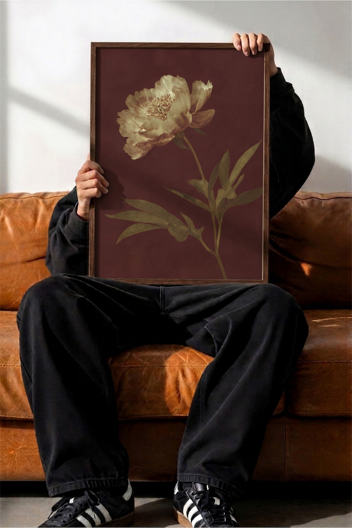 Hazan Renklerinde Çiçek Poster – Kahverengi Çerçeveli Tablo