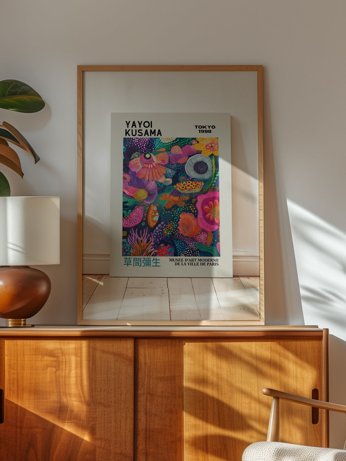 Renkli Çiçek Bahçesi Kompozisyonu Poster – Ahşap Çerçeveli Tablo