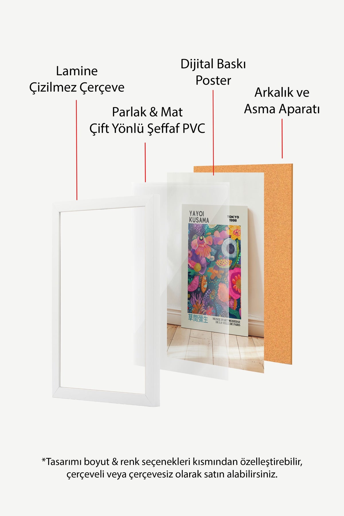 Renkli Çiçek Bahçesi Kompozisyonu Poster – Beyaz Çerçeveli Tablo