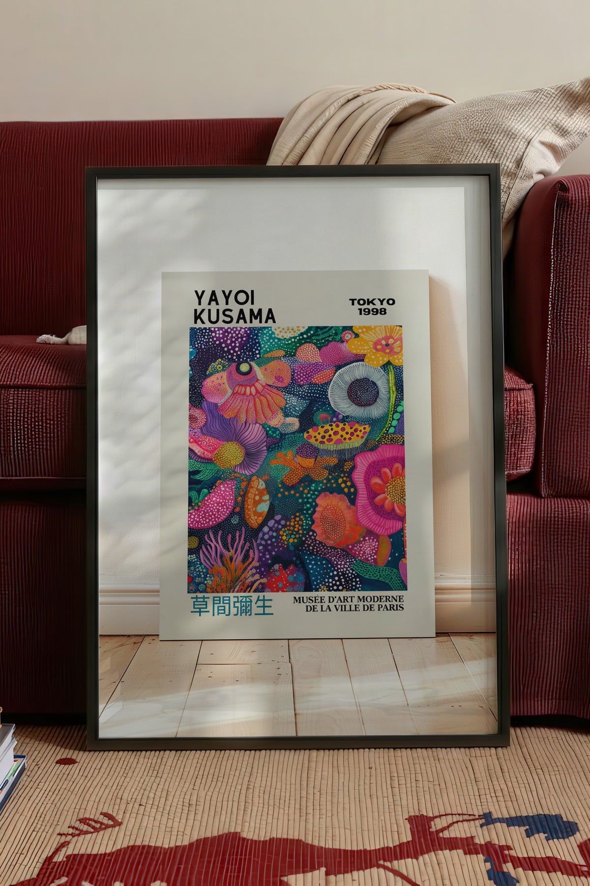 Renkli Çiçek Bahçesi Kompozisyonu Poster – Siyah Çerçeveli Tablo