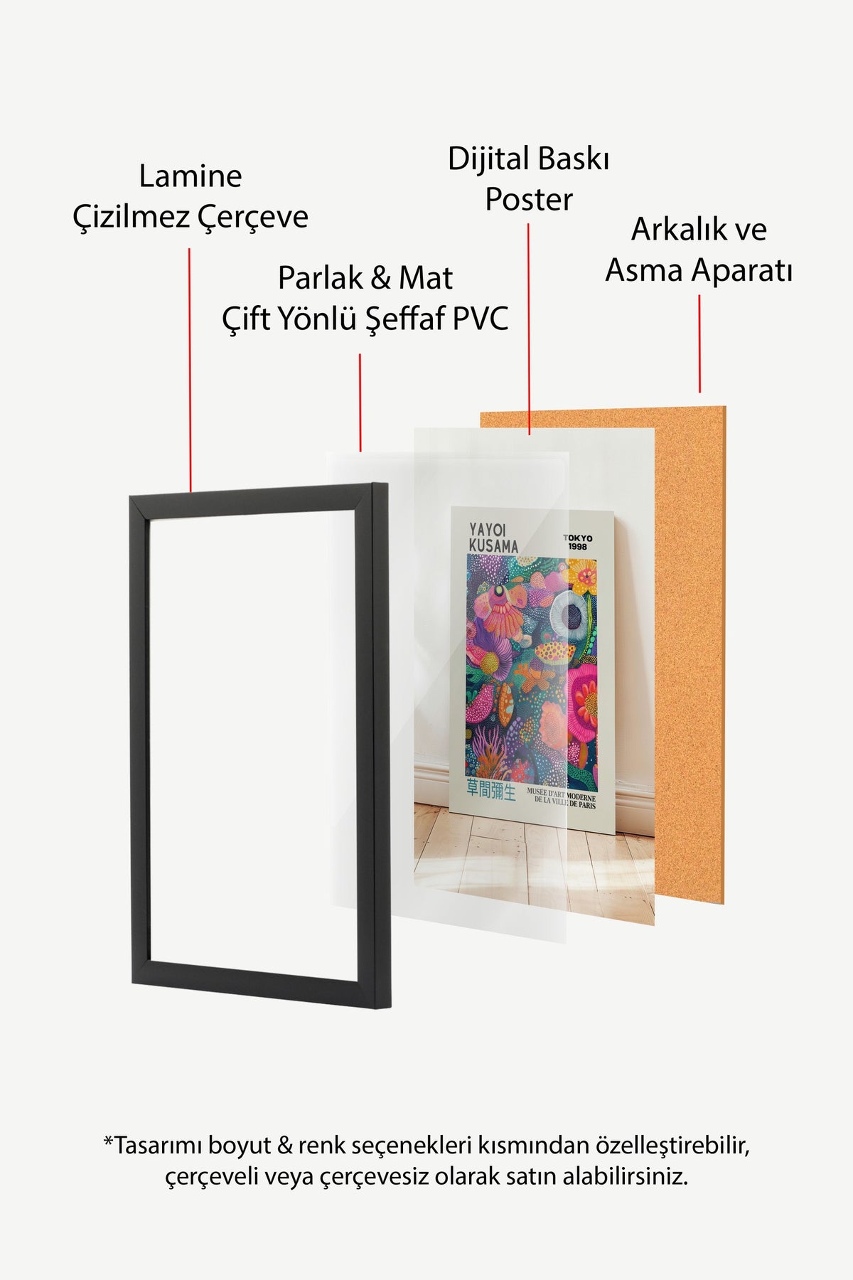 Renkli Çiçek Bahçesi Kompozisyonu Poster – Siyah Çerçeveli Tablo