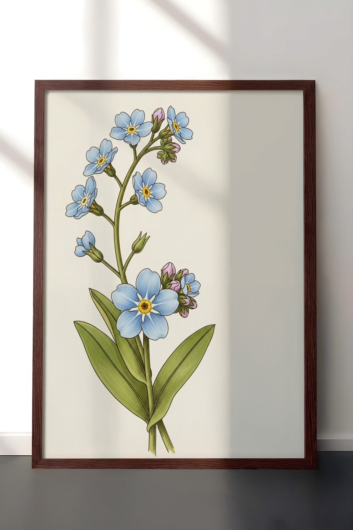 Unutma Beni Çiçekleri Poster – Kahverengi Çerçeveli Tablo