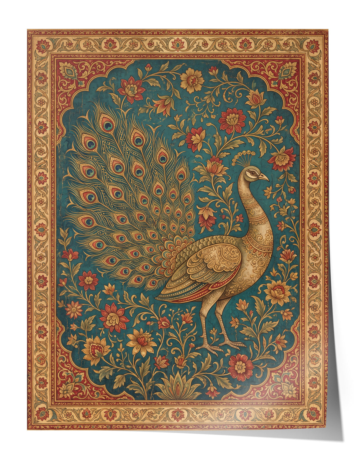 Süslemeli Tavus Kuşu Deseni Çerçevesiz Poster